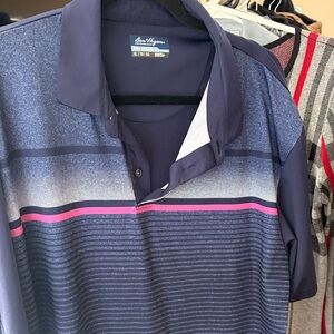 Ben hogan Navy Polo Shirt with Pink Stripe